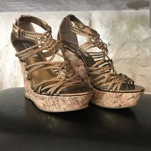 Tan Bronze Wedge Sandals - Jennifer Lopez Wedges